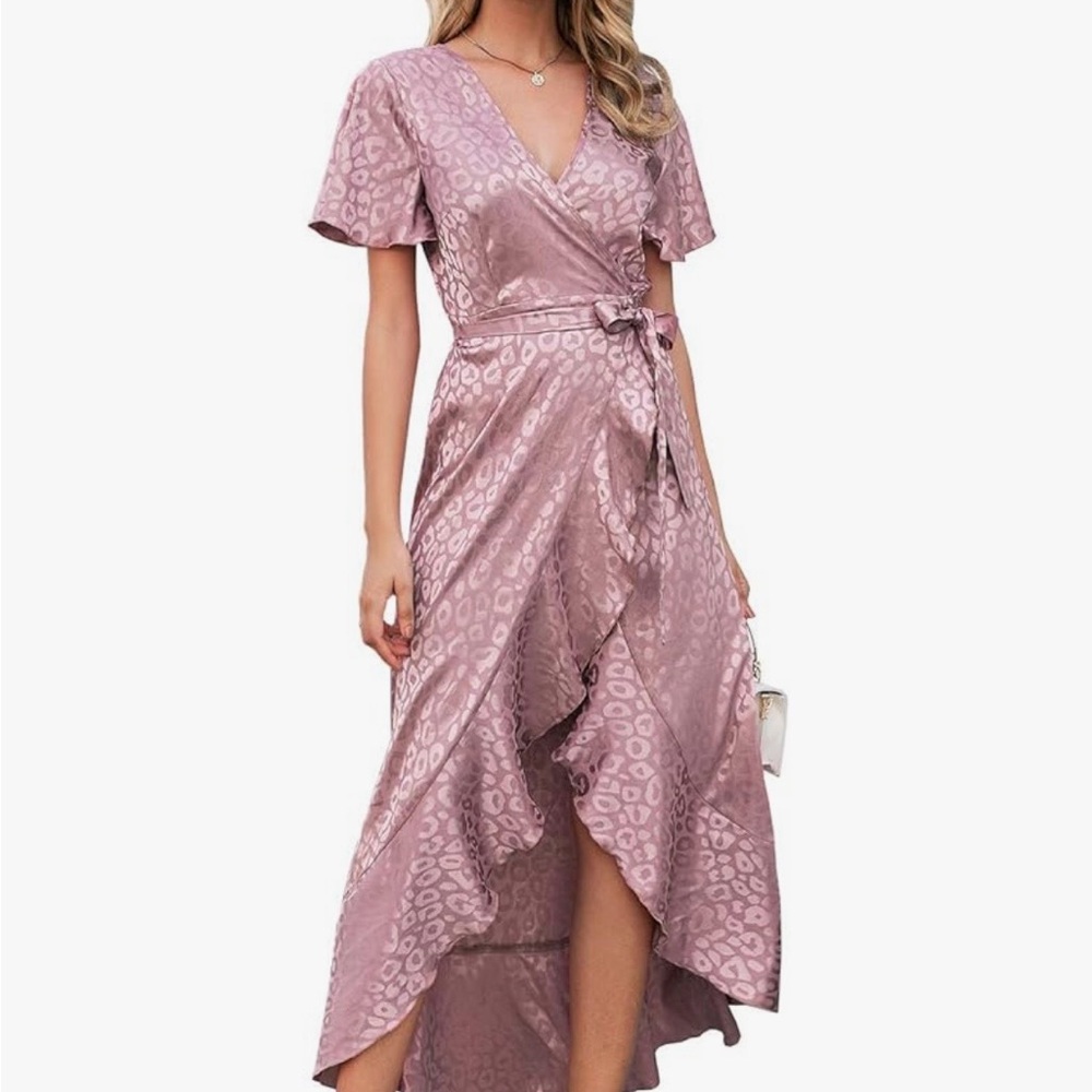 Elegant Pink Wrap Dress
